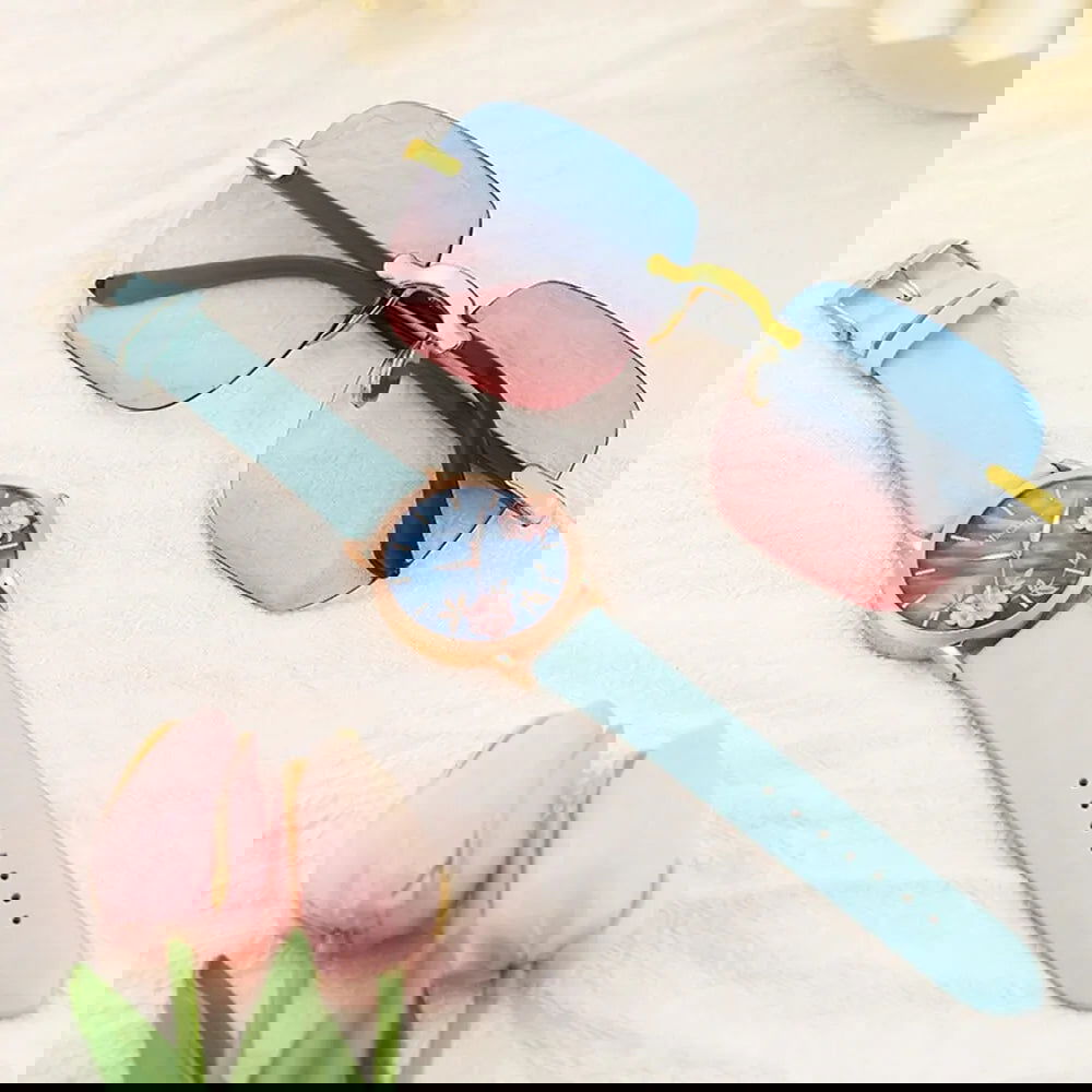 Women Fashion Watch Casual Bracelet Watches Glasses Set Ladies Simple Dial Quartz Wristwatches Dress Clock Montre Femme - Slobuy