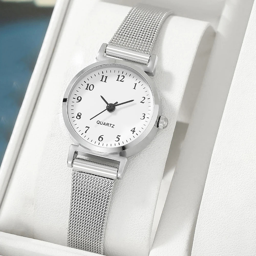 Women Fashion Watch Casual Bracelet Watches Set Ladies Simple Dial Quartz Wristwatches Dress Clock Montre Femme - Slobuy