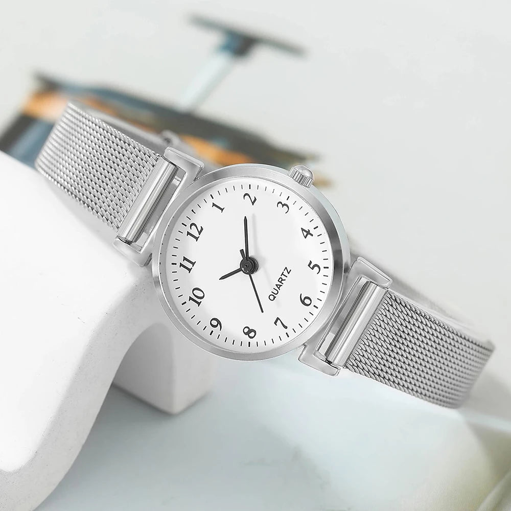 Women Fashion Watch Casual Bracelet Watches Set Ladies Simple Dial Quartz Wristwatches Dress Clock Montre Femme - Slobuy