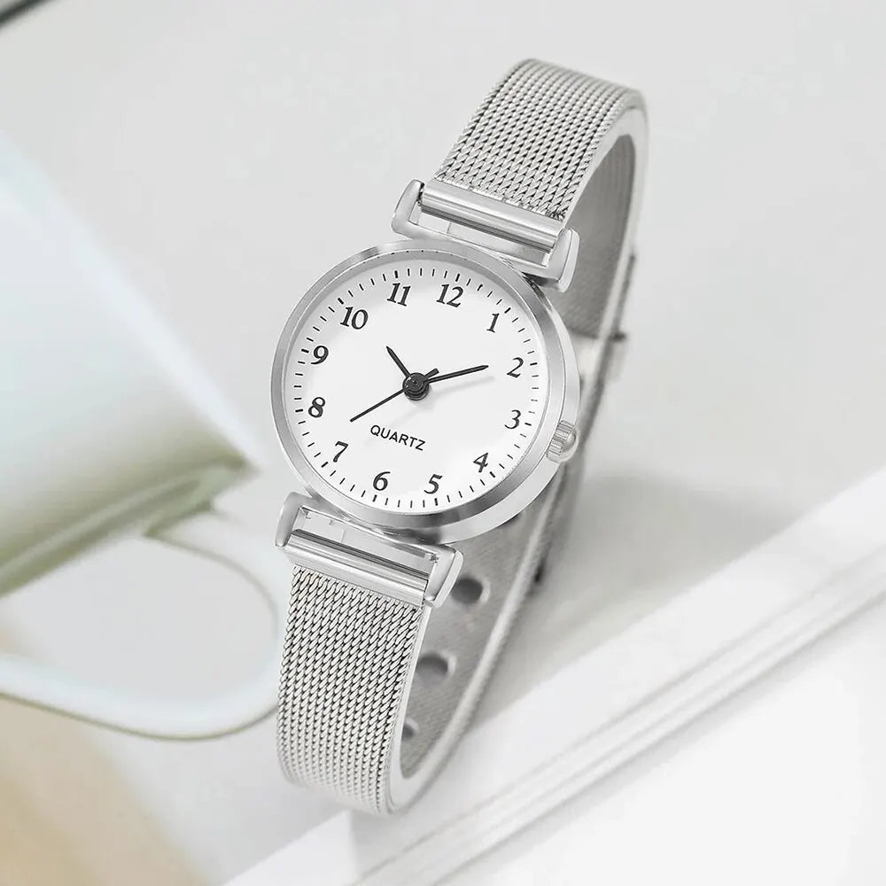 Women Fashion Watch Casual Bracelet Watches Set Ladies Simple Dial Quartz Wristwatches Dress Clock Montre Femme - Slobuy