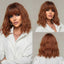 Women Grey Wavy Bob Wigs with Bangs Short Blonde Ombre Synthetic Wig With with Dark Roots Natural Hair for Daily Use - Slobuy