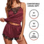 Women Ice Silk Pajamas Sleepwear Pajama Set Nightgowns Nightdress Camisole Shorts Black Red L XL Lace Casual Sexy Smooth - Slobuy