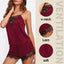 Women Ice Silk Pajamas Sleepwear Pajama Set Nightgowns Nightdress Camisole Shorts Black Red L XL Lace Casual Sexy Smooth - Slobuy