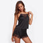Women Ice Silk Pajamas Sleepwear Pajama Set Nightgowns Nightdress Camisole Shorts Black Red L XL Lace Casual Sexy Smooth - Slobuy