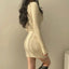 Women Knit Slim Sexy Bodycon Dress V-Neck Long Sleeve Dress Solid Casual Midi Sweater Dress For Women 2023 Autumn Winter - Slobuy