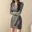 Women Knit Slim Sexy Bodycon Dress V-Neck Long Sleeve Dress Solid Casual Midi Sweater Dress For Women 2023 Autumn Winter - Slobuy