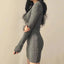 Women Knit Slim Sexy Bodycon Dress V-Neck Long Sleeve Dress Solid Casual Midi Sweater Dress For Women 2023 Autumn Winter - Slobuy