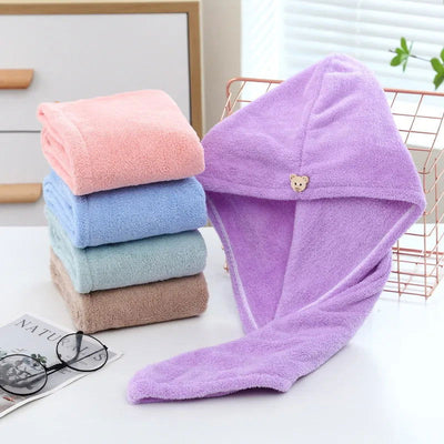 Women Long Hair Quick-Dry Hair Towel Soft Microfiber Towels Shower Cap Towel Bath Hats for Women Dry Hair Cap Lady Turban Head - Slobuy