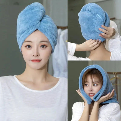 Women Long Hair Quick-Dry Hair Towel Soft Microfiber Towels Shower Cap Towel Bath Hats for Women Dry Hair Cap Lady Turban Head - Slobuy
