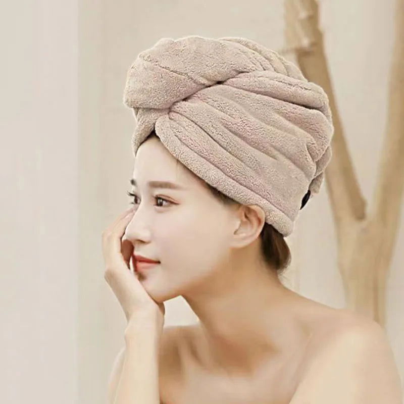 Women Long Hair Quick-Dry Hair Towel Soft Microfiber Towels Shower Cap Towel Bath Hats for Women Dry Hair Cap Lady Turban Head - Slobuy