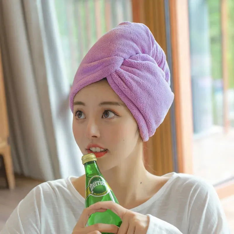 Women Long Hair Quick-Dry Hair Towel Soft Microfiber Towels Shower Cap Towel Bath Hats for Women Dry Hair Cap Lady Turban Head - Slobuy