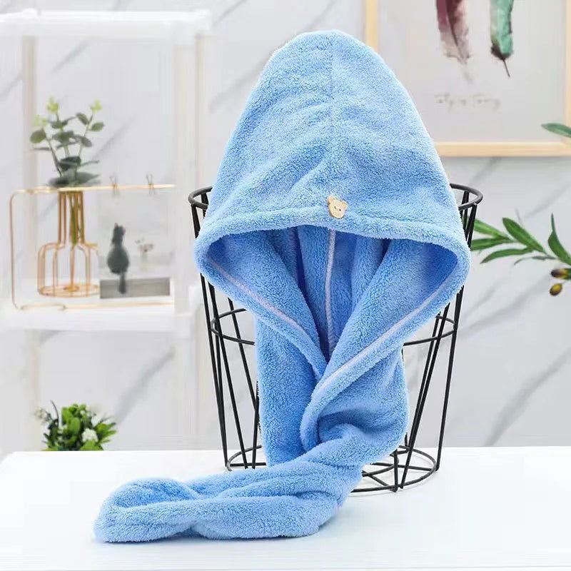 Women Long Hair Quick-Dry Hair Towel Soft Microfiber Towels Shower Cap Towel Bath Hats for Women Dry Hair Cap Lady Turban Head - Slobuy