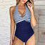 Women One Piece Set Swimsuit Print  Backless Puch Up Solid Sexy Women's Swimwear Bandage Ruched Female Bathing Suit Beachwear - Slobuy