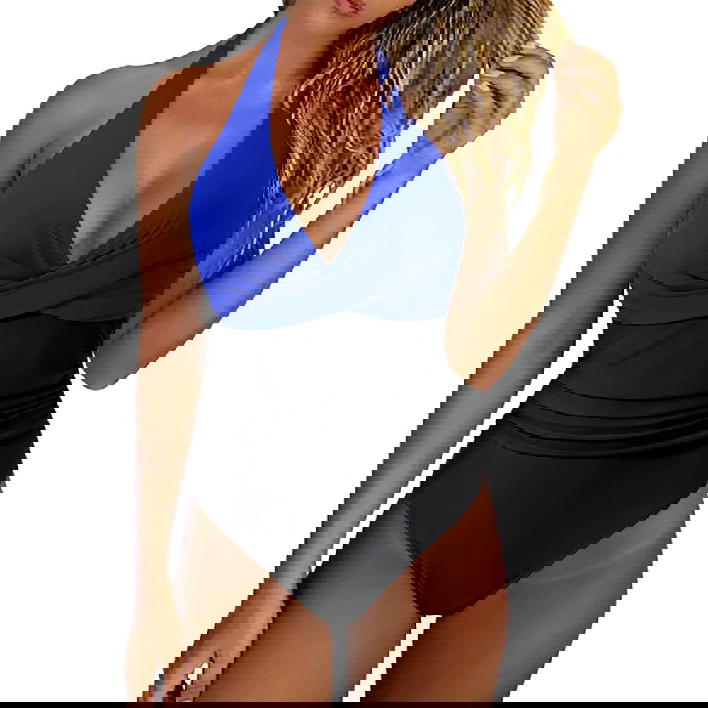 Women One Piece Set Swimsuit Print  Backless Puch Up Solid Sexy Women's Swimwear Bandage Ruched Female Bathing Suit Beachwear - Slobuy