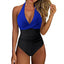 Women One Piece Set Swimsuit Print  Backless Puch Up Solid Sexy Women's Swimwear Bandage Ruched Female Bathing Suit Beachwear - Slobuy
