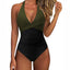 Women One Piece Set Swimsuit Print  Backless Puch Up Solid Sexy Women's Swimwear Bandage Ruched Female Bathing Suit Beachwear - Slobuy