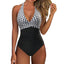 Women One Piece Set Swimsuit Print  Backless Puch Up Solid Sexy Women's Swimwear Bandage Ruched Female Bathing Suit Beachwear - Slobuy