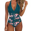 Women One Piece Set Swimsuit Print  Backless Puch Up Solid Sexy Women's Swimwear Bandage Ruched Female Bathing Suit Beachwear - Slobuy