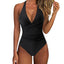 Women One Piece Set Swimsuit Print  Backless Puch Up Solid Sexy Women's Swimwear Bandage Ruched Female Bathing Suit Beachwear - Slobuy