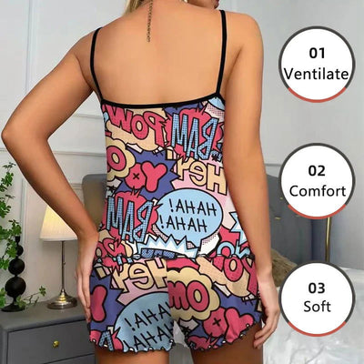 Women Pajamas Sleepwear Pajama Set Sports Camisole And Shorts S M L Multicolour Cartoon Rich Color Print Ventilate Comfortable - Slobuy
