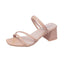 Women Sandals Ladies Square Heels Elegant Summer Slippers Outside Cross Tied Leather Female Slides 2023 Fashion Woman Sandals - Slobuy