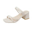 Women Sandals Ladies Square Heels Elegant Summer Slippers Outside Cross Tied Leather Female Slides 2023 Fashion Woman Sandals - Slobuy