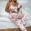 Women Satin Silk Pajamas Sets Letter Print Cami Vest Shirt With Trouser Sleepwear Ladie Sexy Pajama Lingerie Pyjamas Nightwear - Slobuy