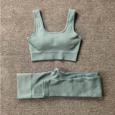 Women Seamless Yoga Set Gym Workout Clothes for Female Push Up Bra High Waist Leggings Sexy Fitness Sportswear Sports Suits - Slobuy