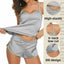 Women Sexy Ice Silky Pajamas Nightclothes Sleepwear Camisole And Shorts White Black Gray L XL XXL Comfortable Casual Summer - Slobuy
