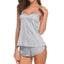 Women Sexy Ice Silky Pajamas Nightclothes Sleepwear Camisole And Shorts White Black Gray L XL XXL Comfortable Casual Summer - Slobuy