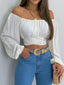 Women Sexy Off Shoulder Printing Blouses Chic and Elegant Lantern Long Sleeve Lace Up Bow Cropped Tops Casual Slim Shirts 2023 - Slobuy