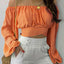 Women Sexy Off Shoulder Printing Blouses Chic and Elegant Lantern Long Sleeve Lace Up Bow Cropped Tops Casual Slim Shirts 2023 - Slobuy