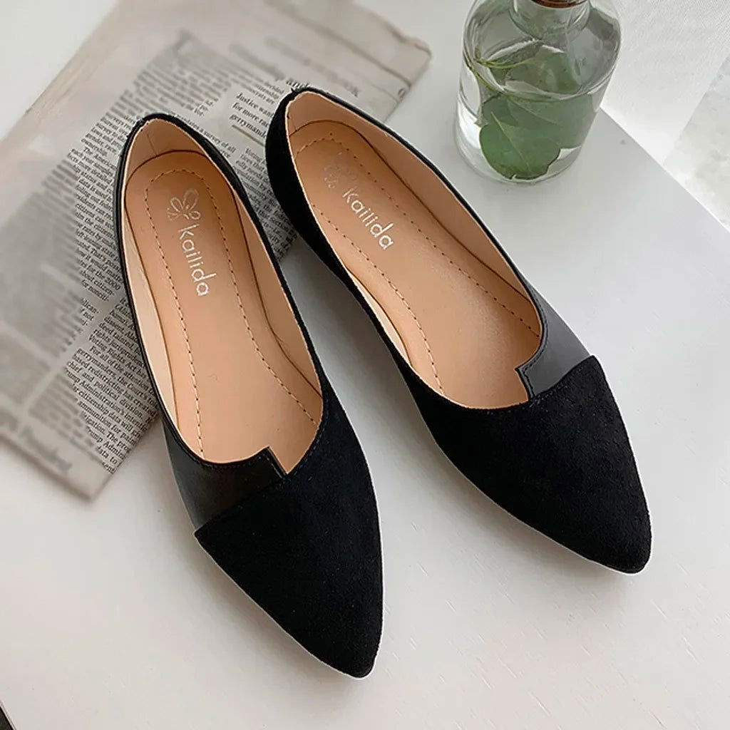 Women Shoes Fashion Splice Color Mule Flats Pointed Toe Ballerina Ballet Flat Slip on Shoe Zapatos Mujer Loafers Size 35-41 - Slobuy