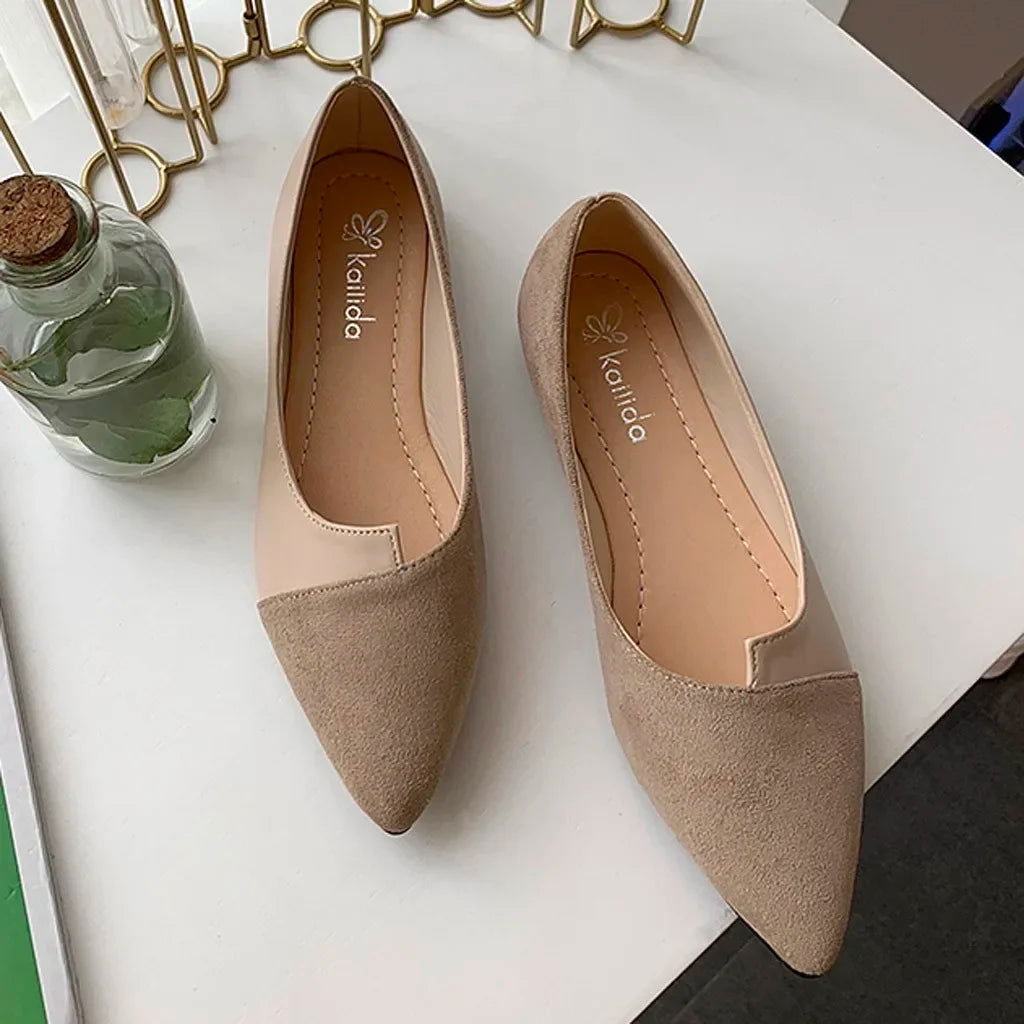 Women Shoes Fashion Splice Color Mule Flats Pointed Toe Ballerina Ballet Flat Slip on Shoe Zapatos Mujer Loafers Size 35-41 - Slobuy