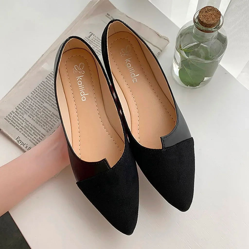 Women Shoes Fashion Splice Color Mule Flats Pointed Toe Ballerina Ballet Flat Slip on Shoe Zapatos Mujer Loafers Size 35-41 - Slobuy