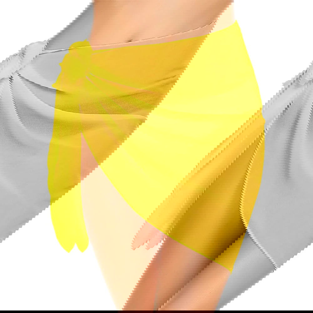 Women Short Sarongs Swimsuit Coverups Beach Bikini Wrap Sheer Short Skirt Chiffon Scarf Cover Ups for Swimwear - Slobuy