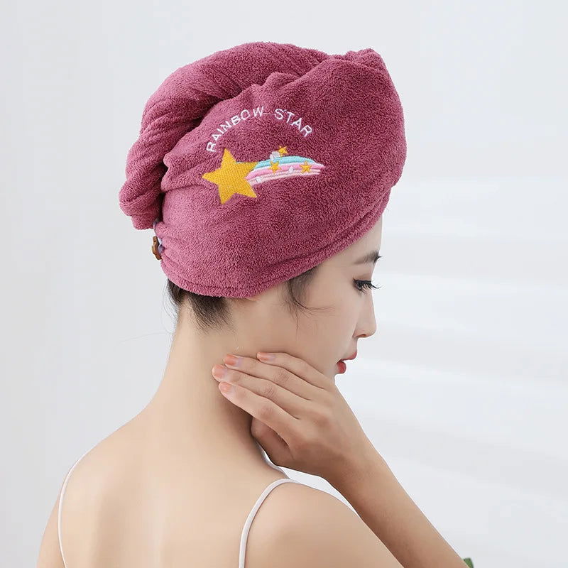 Women Soft Microfiber Towels Shower Cap Towel Bath Hats for Women Dry Hair Cap Quick Drying Soft for Lady Turban Head Girl Towel - Slobuy