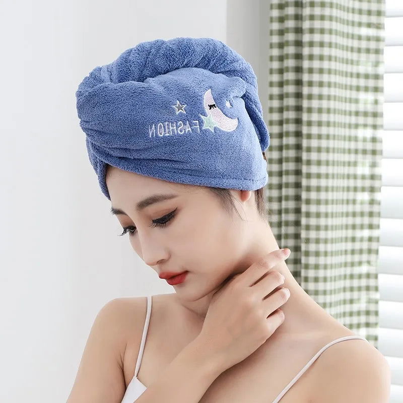 Women Soft Microfiber Towels Shower Cap Towel Bath Hats for Women Dry Hair Cap Quick Drying Soft for Lady Turban Head Girl Towel - Slobuy