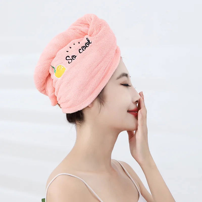Women Soft Microfiber Towels Shower Cap Towel Bath Hats for Women Dry Hair Cap Quick Drying Soft for Lady Turban Head Girl Towel - Slobuy