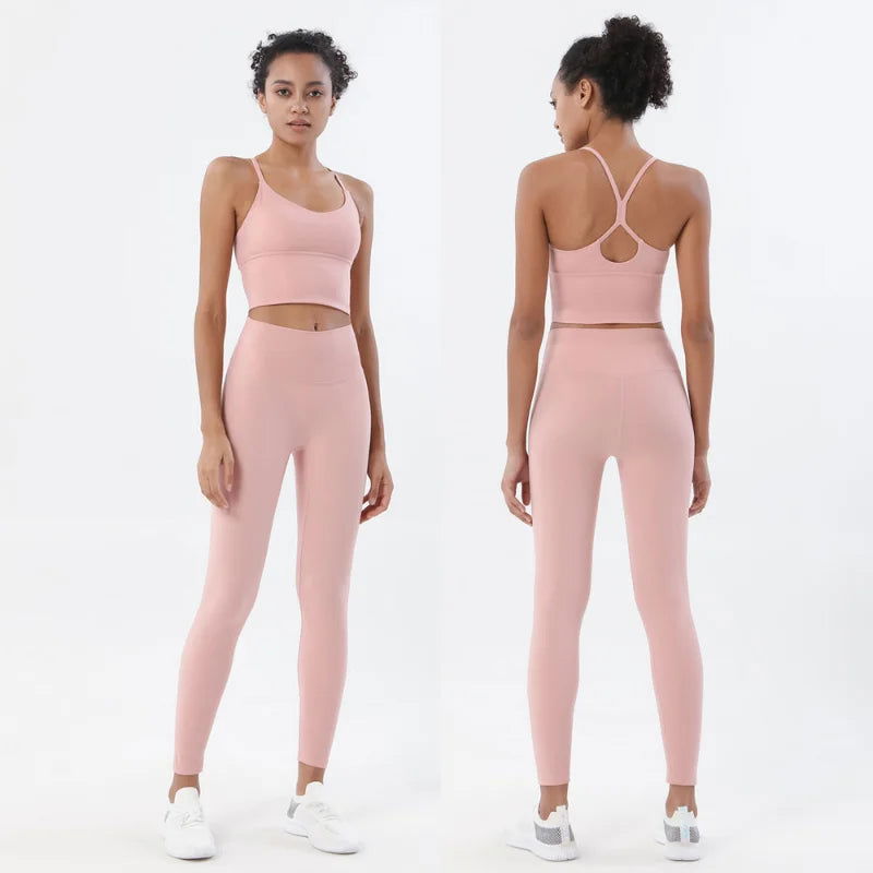 Women Sports Bra and Leggings Two Piece Set for Gym Fitness, Yoga, Jogging, WorkOut, Naked Feeling, High Elastic - Slobuy