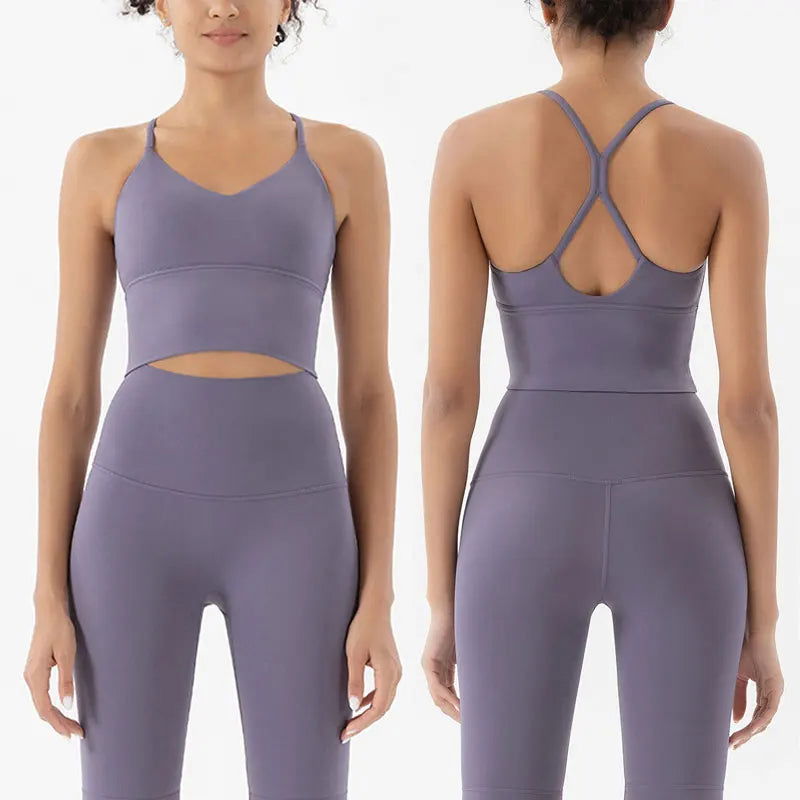 Women Sports Bra and Leggings Two Piece Set for Gym Fitness, Yoga, Jogging, WorkOut, Naked Feeling, High Elastic - Slobuy