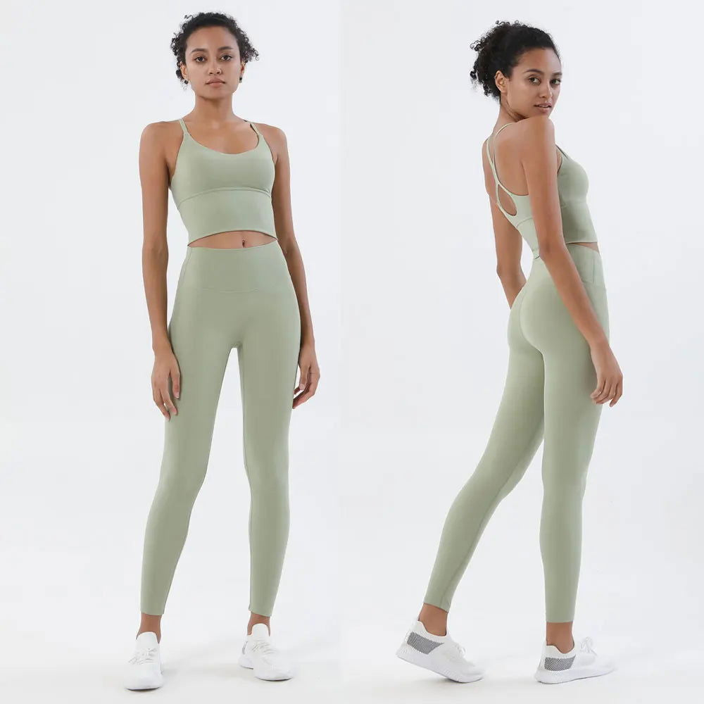 Women Sports Bra and Leggings Two Piece Set for Gym Fitness, Yoga, Jogging, WorkOut, Naked Feeling, High Elastic - Slobuy