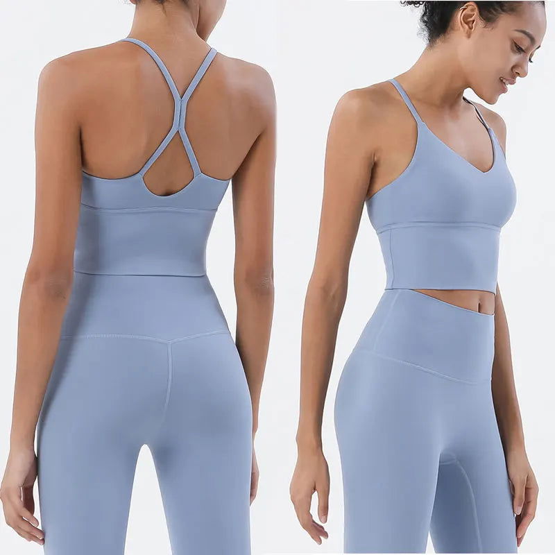 Women Sports Bra and Leggings Two Piece Set for Gym Fitness, Yoga, Jogging, WorkOut, Naked Feeling, High Elastic - Slobuy