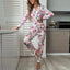 Women Spring Pajamas Heart Print Pajama Set Button Up Long Sleeve Top With Trousers Pijama Sets Women's Sleepwear Loungewear Pjs - Slobuy