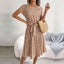 Women Spring Summer Short Sleeve High Waist Chic Dress Fashion Floral Pleated A Line Long Dress - Slobuy