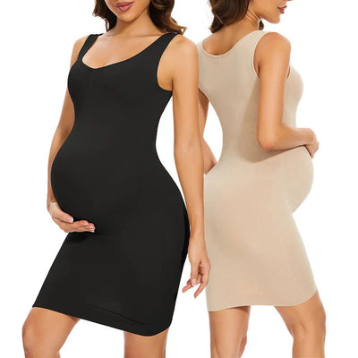 Women Summer Sleeveless Maternity Dress Pregnancy Tank Scoop Neck Mama Clothes Casual Bodycon Clothing - Slobuy