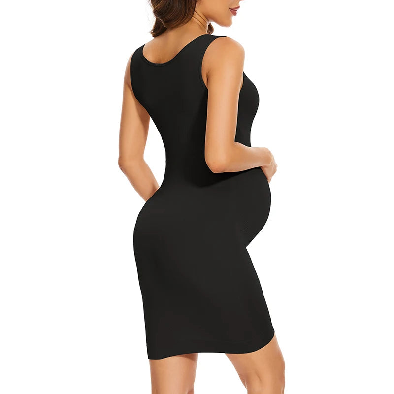 Women Summer Sleeveless Maternity Dress Pregnancy Tank Scoop Neck Mama Clothes Casual Bodycon Clothing - Slobuy
