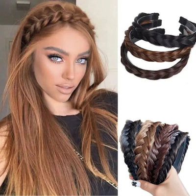 Women Synthetic Wig Twist Braided Hair Bands Fashion Braids Hair Accessories Women Bohemian Nature Headband Stretch for Party - Slobuy