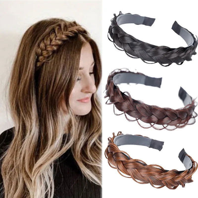 Women Synthetic Wig Twist Braided Hair Bands Fashion Braids Hair Accessories Women Bohemian Nature Headband Stretch for Party - Slobuy