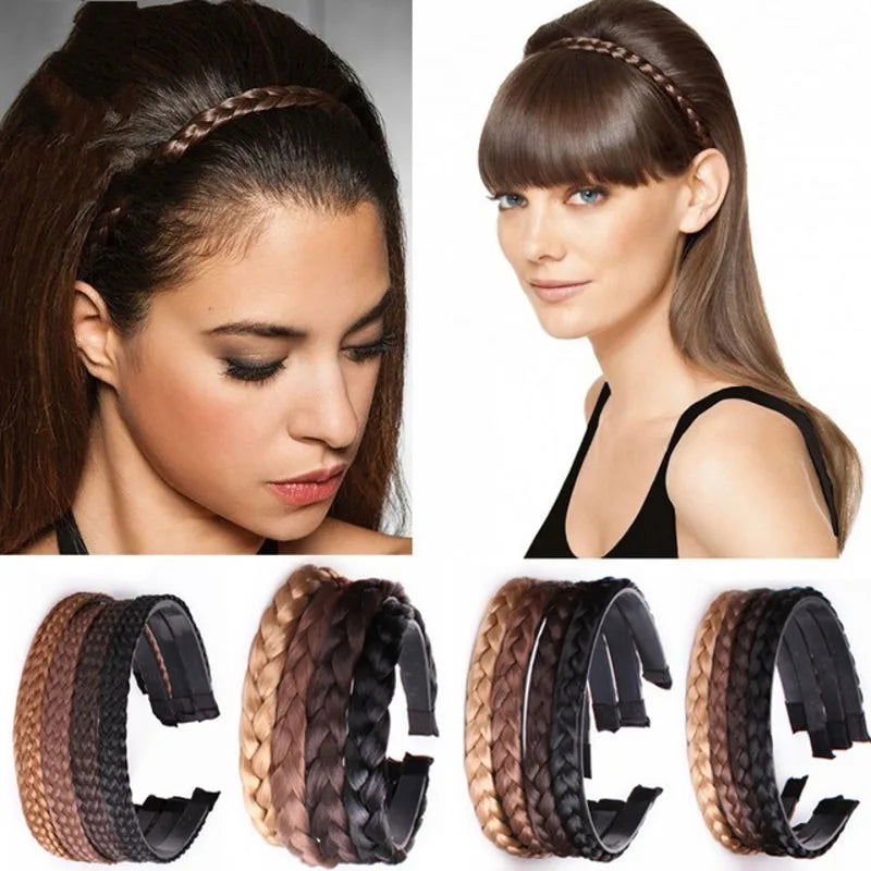 Women Synthetic Wig Twist Braided Hair Bands Fashion Braids Hair Accessories Women Bohemian Nature Headband Stretch for Party - Slobuy